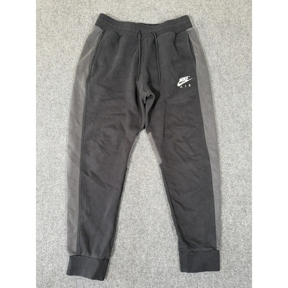 Nike Sportswear Air Jogger Mens Large Black Gray Fleece Pants DR8949-011